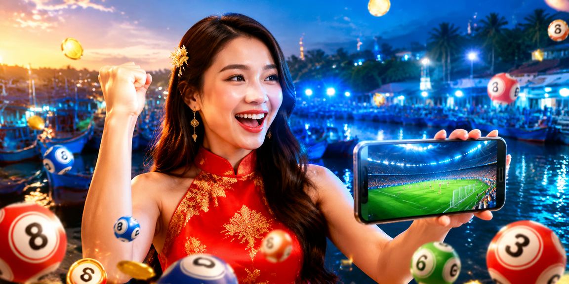 Khung cảnh bãi biển Mũi Né với người dùng xem xổ số và cá cược trực tuyến trên điện thoại